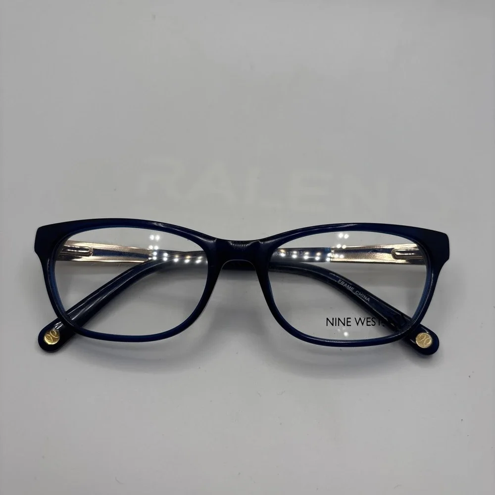 New Nine West NW5141 434 Blue/Gold Rectangle Womens Eyeglasses 52-17-135mm #C401